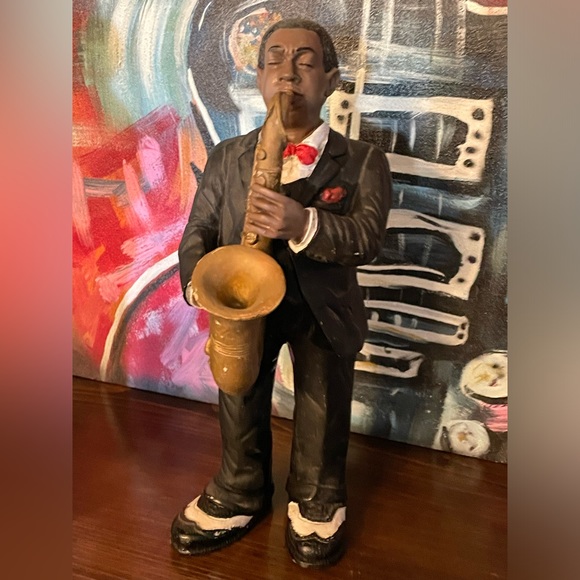 Vintage African American Jazz Musician Band Statue Figures Set Of 3 🎶🎼🎵 - Picture 3 of 12